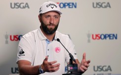 Two-time major winner Jon Rahm of Spain speaks before a practice round ahead of the 125th US Open at Oakmont