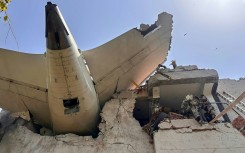 The back of Air India flight 171 after it crashed in Ahmedabad