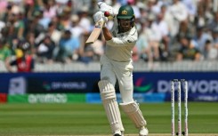 Australia's Mitchell Starc drives during his 58 not out against South Africa in the WTC final at Lord's