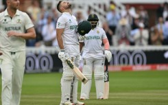 South Africa's Aiden Markram celebrates after reaching his century in the World Test Championship final at Lord's