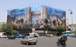 An anti-Israel poster in Tehran's Enghlab Square