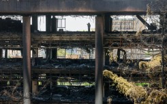 The heavily damaged building of Iran's public broadcaster in Tehran after it was hit in an Israeli strike