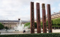 Pomodoro's thought-provoking sculptures were featured in Paris's Palais Royal gardens in 2002