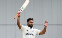 India's Rishabh Pant celebrates reaching his second century of the match in the first Test against England