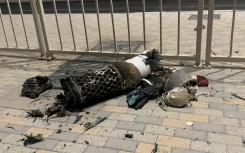 AFPTV footage shows the remnants of an Iranian missile intercepted over Qatar