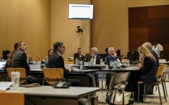 New committee members from left, Retsef Levi, James Pagano, Robert Malone, Joseph Hibbeln, and Martin Kulldorf attend the first meeting of the CDC's Advisory Committee On Immunization Practices at the CDC global headquarters on June 25, 2025 in Atlanta, Georgia