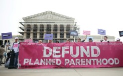 Anti-abortion protestors outside the US Supreme Court