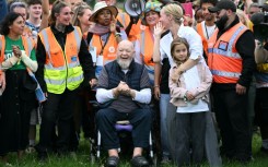 'People that don't like the politics of the event can go somewhere else,' says Glastonbury co-founder Michael Eavis (centre)