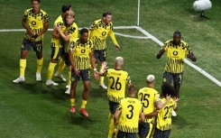 Borussia Dortmund's Guinean forward Serhou Guirassy celebrates scoring his team's first goal in the hard-fought win over Monterrey