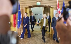 Danish Prime Minister Mette Frederiksen (R) pushes for Ukraine membership in the EU, while meeting with EU chief Ursula von der Leyen