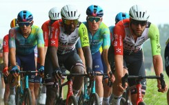 Eritrean Biniam Girmay of Intermarche-Wanty team (C)