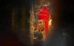 Tibetan spiritual leader the Dalai Lama attends a long-life prayer offering ceremony on July 5