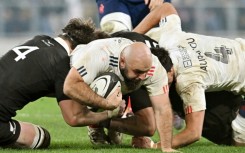 France's Giorgi Beria is tackled during the first Test against New Zealand