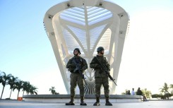 Members of the Brazilian Navy patrol the Tomorrow Museum (Museu do Amanha) at Praca Maua, where the BRICS summit 2025 will be held