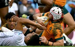 Fraser McReight (R) scored one of Australia's tries in their win over Fiji