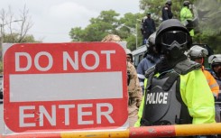Police guarded Liberia's Capitol building