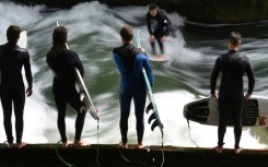 The Eisbach -- or "ice brook" -- standing wave in the city's Englischer Garden is famous among surfers worldwide