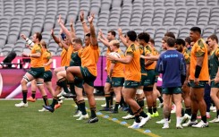 Wallabies players stretch during a training session ahead of the second Test against the British and Irish Lions