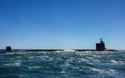 The US Navy's USS Minnesota, a Virginia-class fast attack submarine, sails in waters off the coast of Western Australia in March 2025.