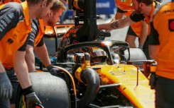 McLaren's Australian driver Oscar Piastri makes a pit stop in the first practice session ahead of the Formula One Belgian Grand Prix at the Spa-Francorchamps circuit