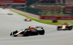 Max Verstappen keeps Oscar Piastri (right) at bay in the sprint at Spa