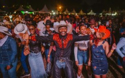 "Sheriff Knight" leads the line-dance at the International Cowboy and Cowgirls Day in Nairobi
