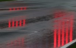 The soggy Spa circuit after heavy rain at the track in the Ardennes forest