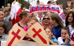 England fans wait to welcome the Lionesses at Southend airport