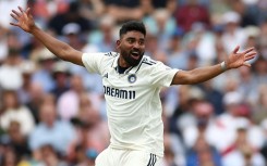 India's Mohammed Siraj celebrates dismissing England's Jacob Bethell in the fifth Test at the Oval