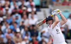England's Harry Brook drives in the fifth Test against India at the Oval