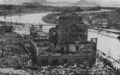 The first atomic bomb was dropped on the western city of Hiroshima by the US bomber Enola Gay, nicknamed "Little Boy"