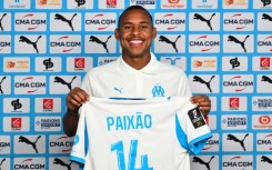 Brazilian striker Igor Paixao at his unveiling at Marseille