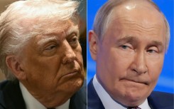 US President Donald Trump (L) and Russian counterpart Vladimir Putin (R) last met in person in 2019 at a G20 summit meeting in Japan