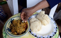 Egusi soup with pounded yam is a Nigerian staple
