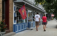 Cafes, art galleries and souvenir shops line the main street of Berkeley Springs, West Virginia