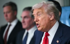 US President Donald Trump speaks during a news conference to discuss crime in Washington