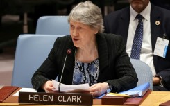 Helen Clark, member of the Elders and former prime minister of New Zealand, speaks during a United Nations Security Council meeting