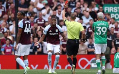 Aston Villa defender Ezri Konsa was sent off against Newcastle
