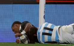 New Zealand All Blacks wingerSevu Reece scores a try in a victory over Argentina in the 2025 Rugby Championship