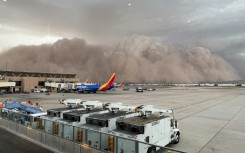 This handout photo provided by the City of Phoenix shows a large cloud of dust at the Phoenix Sky Harbor International Airport on August 25, 2025 in Phoenix, Arizona