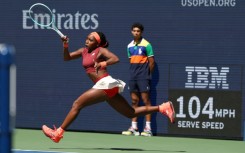 USA's Coco Gauff stretches to make a return in her US Open third round win over Poland's Magdalena Frech