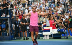 Carlos Alcaraz celebrates his fourth round defeat of France’s Arthur Rinderknech at the US Open