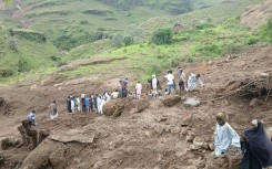 The rebel Sudan Liberation Army says this photograph shows the scene of the deadly landslide which buried a remote mountain village under its control in the Jebel Marra region of North Darfur.
