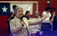 Chile's presidential candidate Jeannette Jara, of the Progressive Center-Left Coalition, speaks to supporters during a rally at the Manzanal gymnasium in the city of Rancagua, Chile, in August 2025