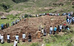 A handout image made available by the Sudan Liberation Movement/Army showing the aftermath of one of the deadly landslides in Darfur