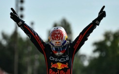 Max Verstappen celebrates winning the Italian Formula One Grand Prix on Sunday