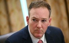 EPA Administrator Lee Zeldin listens as US President Donald Trump holds a cabinet meeting at the White House in Washington