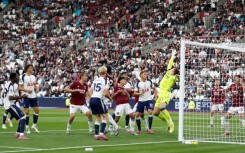Pape Matar Sarr (L) scores for Tottenham Hotspur against West Ham United.