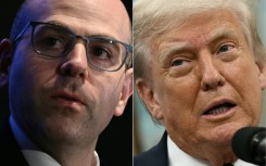 The confirmation of Stephen Miran (L), a key economic adviser to President Donald Trump, could raise fears of political influence on the central bank, analysts warn