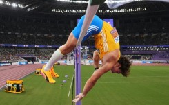 Armand Duplantis clears the bar on the way to a 14th world pole vault record